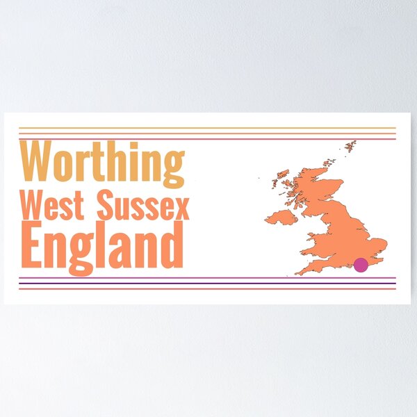 Item preview, Worthing West Sussex England City Marked On Map designed and sold by TheIconSmith.