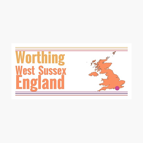 Item preview, Worthing West Sussex England City Marked On Map designed and sold by TheIconSmith.