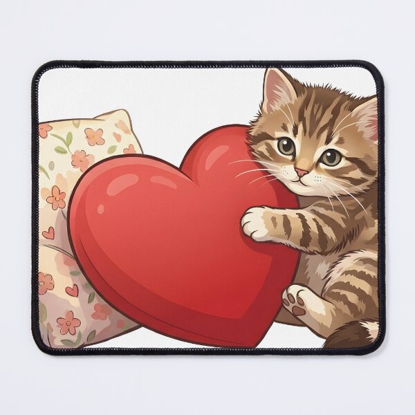 Item preview, Cute Kitten Hugging a Heart – Adorable Cat Love Design designed and sold by Kimdavinci.
