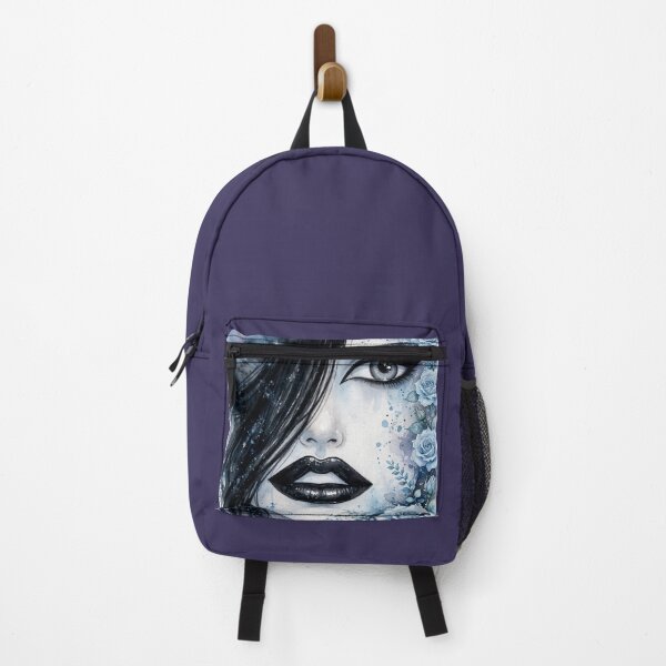Item preview, Galaxy Blue Goth Anime Girl - Cosmic Rose Watercolor Portrait designed and sold by MAISON SYLVIE.