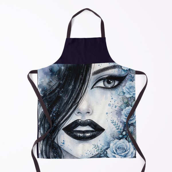 Item preview, Galaxy Blue Goth Anime Girl - Cosmic Rose Watercolor Portrait designed and sold by MAISON SYLVIE.