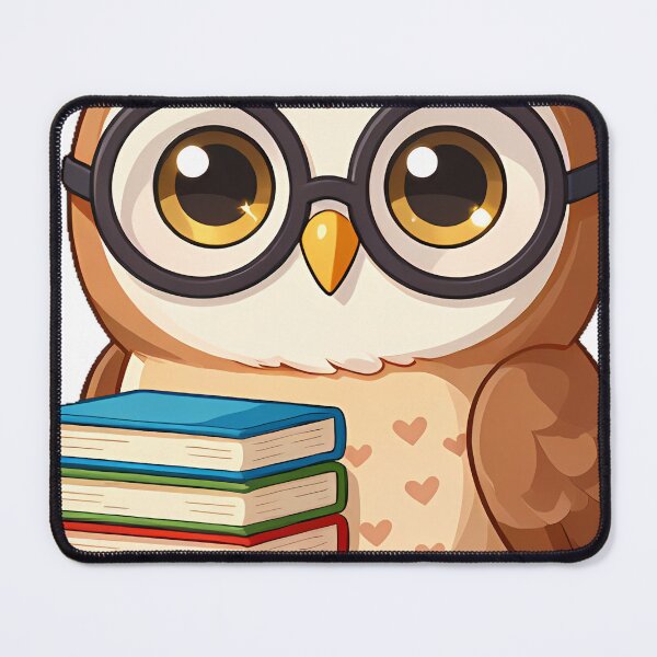 Item preview, Owl with Round Glasses and Stack of Books designed and sold by pumsquare.