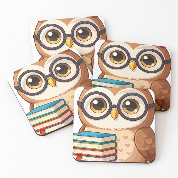 Item preview, Owl with Round Glasses and Stack of Books designed and sold by pumsquare.