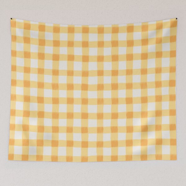 Item preview, Hand Painted Gouache Golden Yellow Gingham Check designed and sold by Ema Tudose.
