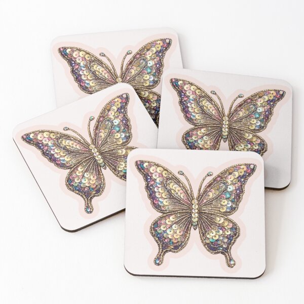 Item preview, Soft Pink Glittering Sequin Butterfly  designed and sold by PamLeeDesign.