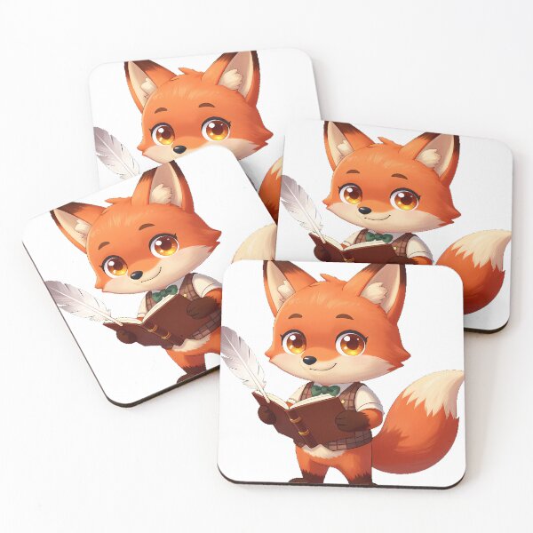 Item preview, Fox Student with Tweed Vest and Quill designed and sold by IllumeInk.
