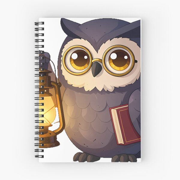 Item preview, Grey Owl Scholar with Brass Lantern designed and sold by IllumeInk.