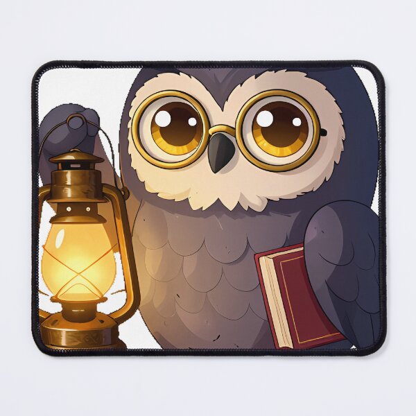 Item preview, Grey Owl Scholar with Brass Lantern designed and sold by IllumeInk.