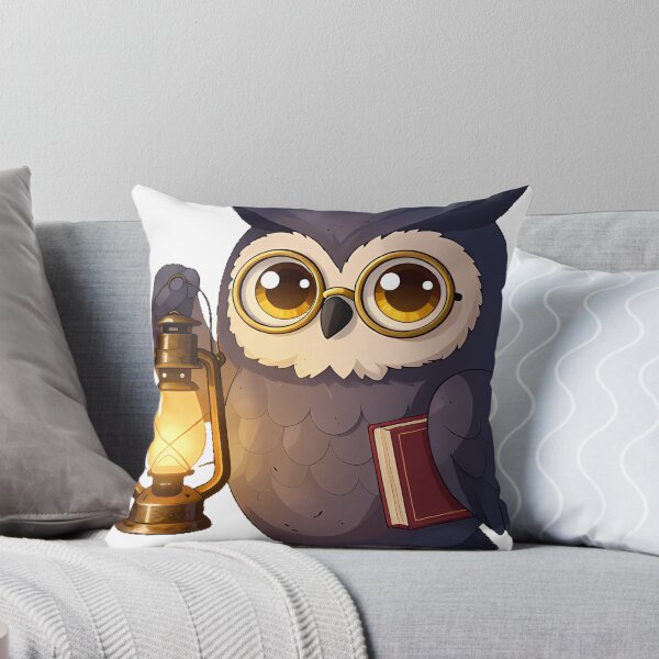 Item preview, Grey Owl Scholar with Brass Lantern designed and sold by IllumeInk.