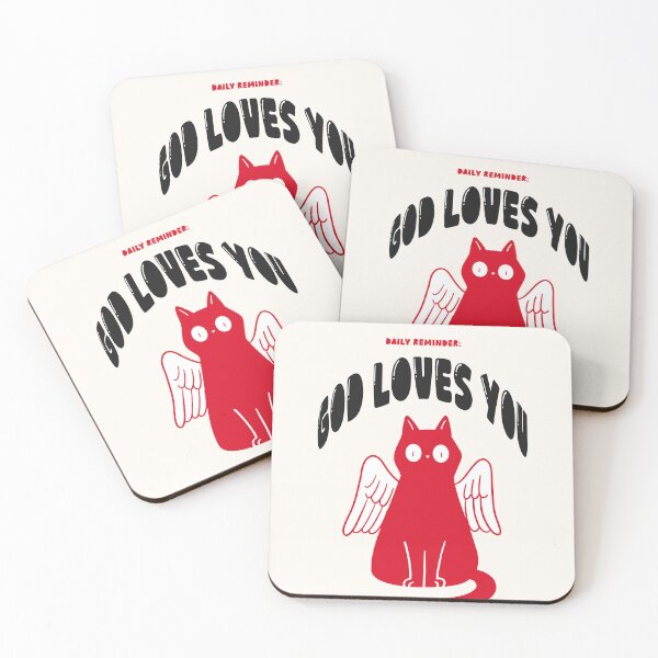 Item preview, Daily Reminder God Loves You Angel Cat | Faith-Based Christian Cat Design designed and sold by Catrawberry.