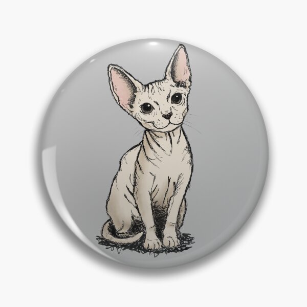 Item preview, Big-Eared Sphyinx Cat — Hand Drawn Colored Ink designed and sold by designxtravel.
