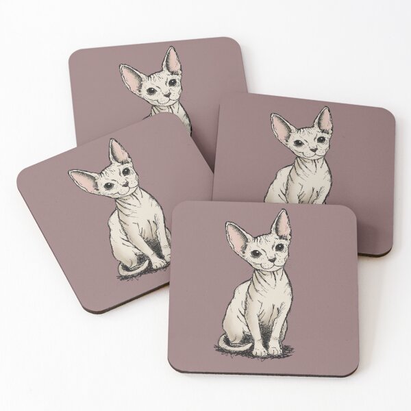 Item preview, Big-Eared Sphyinx Cat — Hand Drawn Colored Ink designed and sold by designxtravel.
