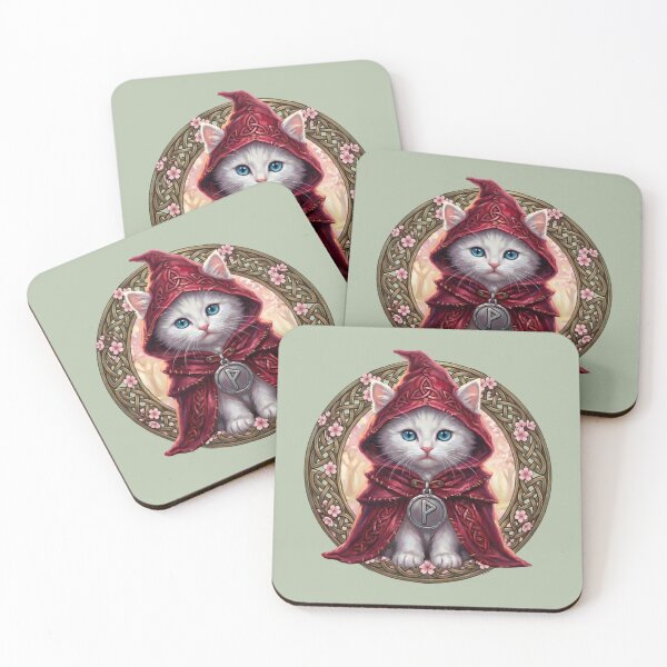 Item preview, Vernal Light Herald - Celtic Folklore White Cat in Spring - Petal Mist Edition designed and sold by Englandbear.