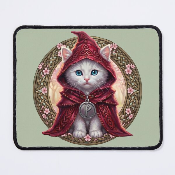 Item preview, Vernal Light Herald - Celtic Folklore White Cat in Spring - Petal Mist Edition designed and sold by Englandbear.