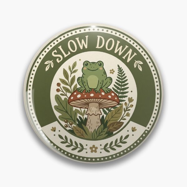 Item preview, Slow Down Cute Cottagecore Frog on Mushroom designed and sold by EmrYldrn.