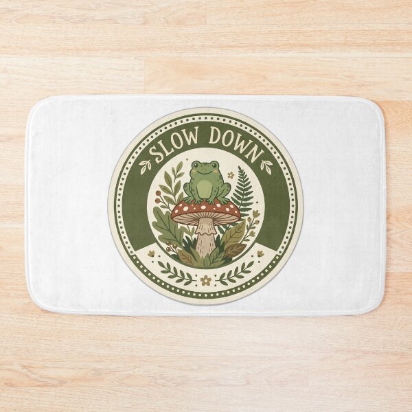 Item preview, Slow Down Cute Cottagecore Frog on Mushroom designed and sold by EmrYldrn.