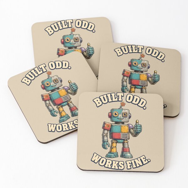 Item preview, Built Odd, Works Fine – Cute Retro Robot Humor Design designed and sold by VioVibe.