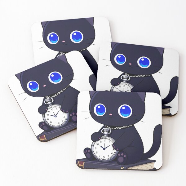 Item preview, Black Cat with Silver Pocket Watch designed and sold by IllumeInk.