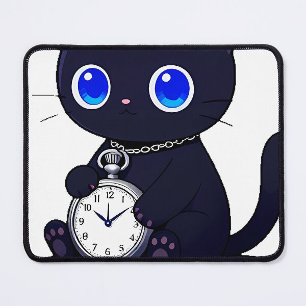 Item preview, Black Cat with Silver Pocket Watch designed and sold by IllumeInk.