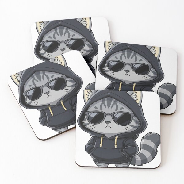Item preview, Cool Cat Black Hoodie Sunglasses Streetwear designed and sold by WelLarsDigitals.