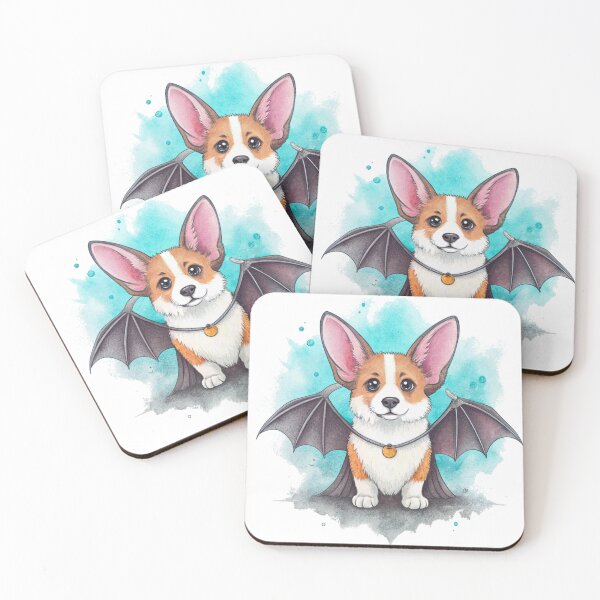 Item preview, Cute Bat Corgi Vampire Dog Halloween Wings Art designed and sold by iPrintPaws.