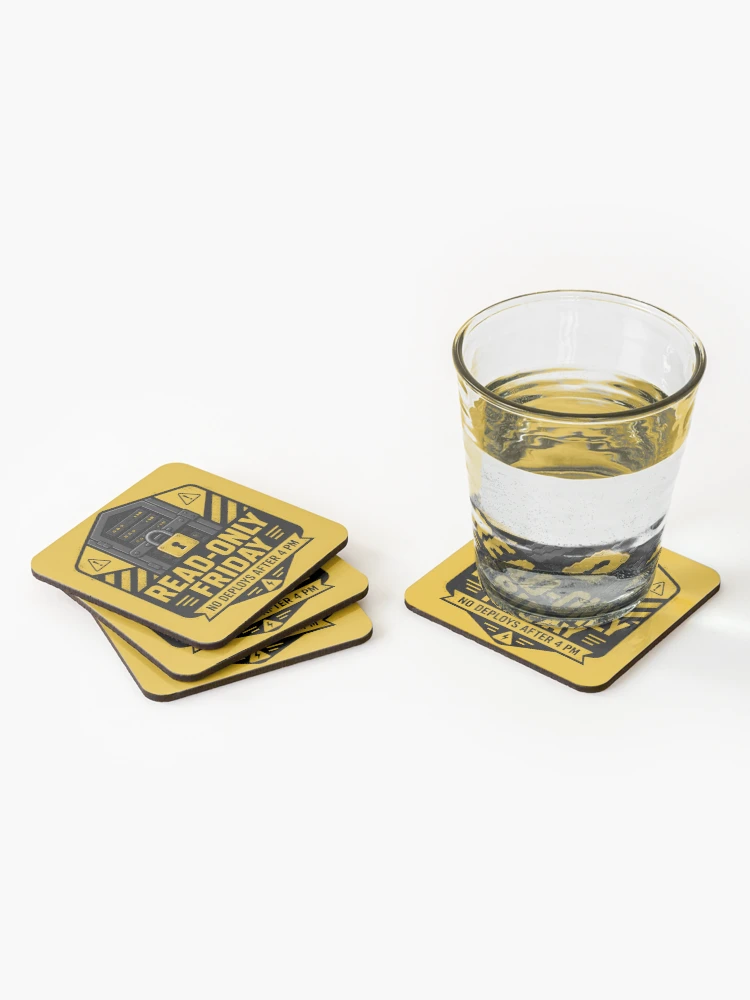 Thumbnail 2 of 5, Coasters (Set of 4), Read Only Friday No Friday Deploys Sysadmin DevOps designed and sold by ThirdShiftLab.