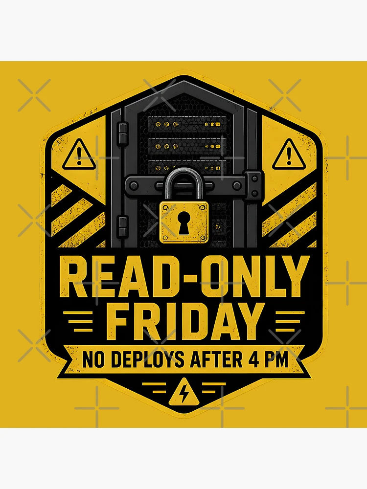Thumbnail 4 of 4, Clock, Read Only Friday No Friday Deploys Sysadmin DevOps designed and sold by ThirdShiftLab.