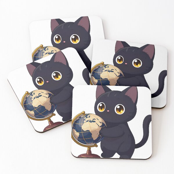 Item preview, Black Cat with Small Antique Globe designed and sold by IllumeInk.