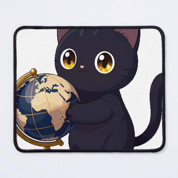 Item preview, Black Cat with Small Antique Globe designed and sold by IllumeInk.