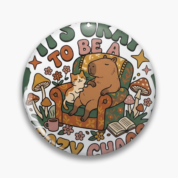 Item preview, Its Okay To Be A Cozy Chaos Retro Capybara Cat designed and sold by Groovy Nest.