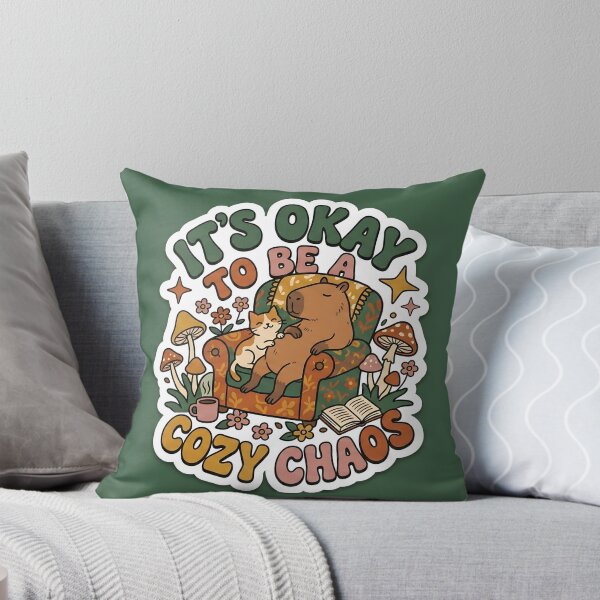 Item preview, Its Okay To Be A Cozy Chaos Retro Capybara Cat designed and sold by Groovy Nest.