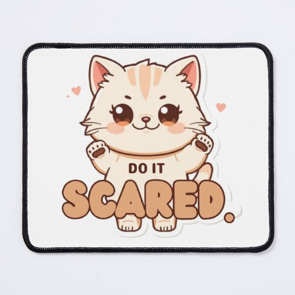 Item preview, Do It Scared | Cute Cat Motivational Quote Sticker designed and sold by Tiny-Doodle-Co.