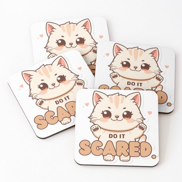 Item preview, Do It Scared | Cute Cat Motivational Quote Sticker designed and sold by Tiny-Doodle-Co.