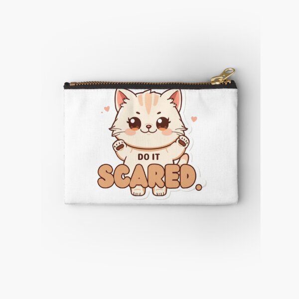 Item preview, Do It Scared | Cute Cat Motivational Quote Sticker designed and sold by Tiny-Doodle-Co.