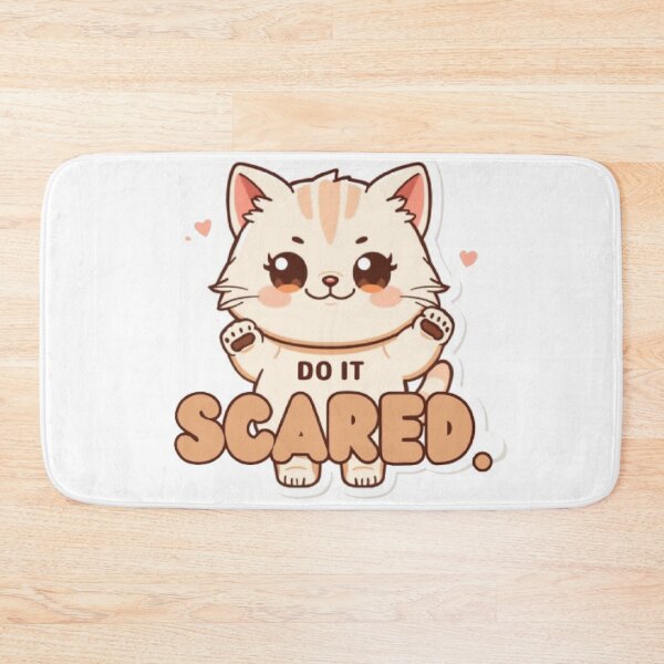 Item preview, Do It Scared | Cute Cat Motivational Quote Sticker designed and sold by Tiny-Doodle-Co.