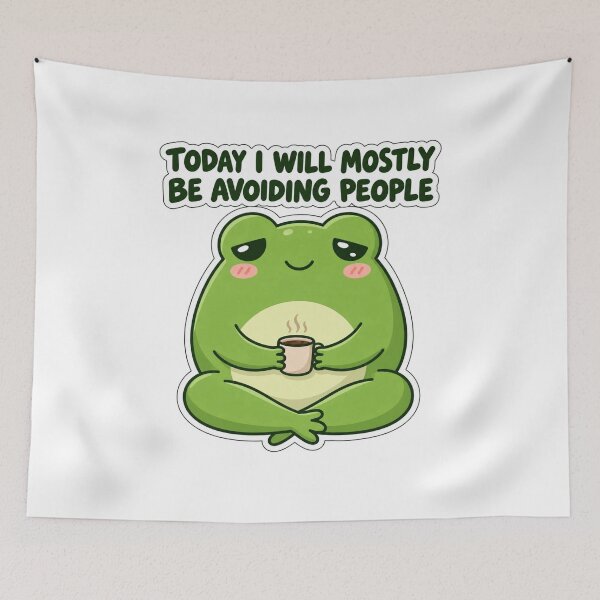Item preview, Sleepy Coffee Frog Avoiding People designed and sold by PixelNest40.