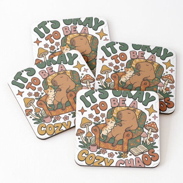Item preview, Its Okay To Be A Cozy Chaos Retro Capybara Cat designed and sold by Groovy Nest.