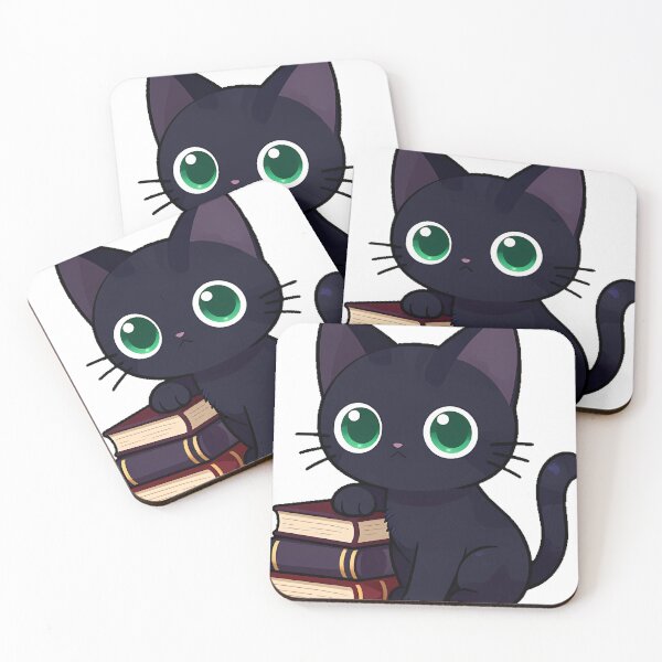 Item preview, Black Kitten with Tiny Books designed and sold by IllumeInk.