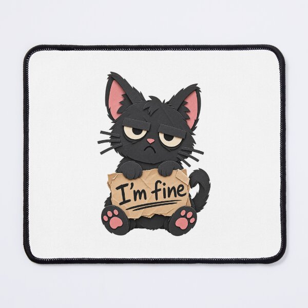 Item preview, Grumpy Black Cat I'm Fine Sticker designed and sold by Promoffy.