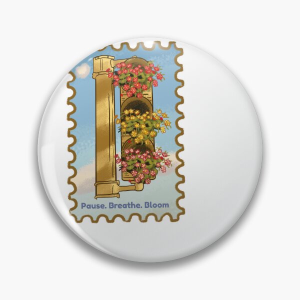Item preview, Pause Breathe Bloom – Vintage Flower Traffic Light Postage Stamp designed and sold by Kakon-52.
