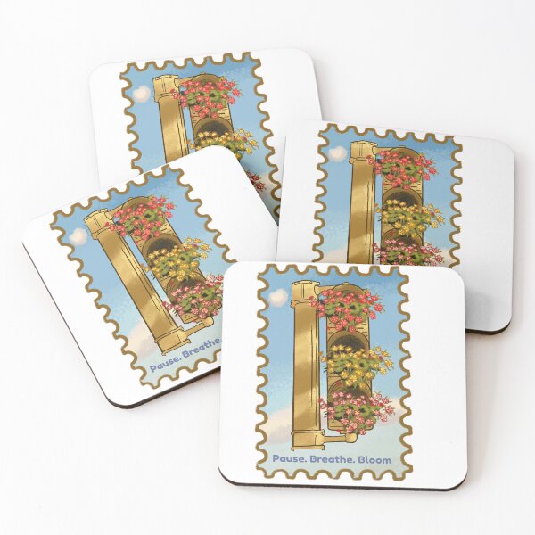 Item preview, Pause Breathe Bloom – Vintage Flower Traffic Light Postage Stamp designed and sold by Kakon-52.