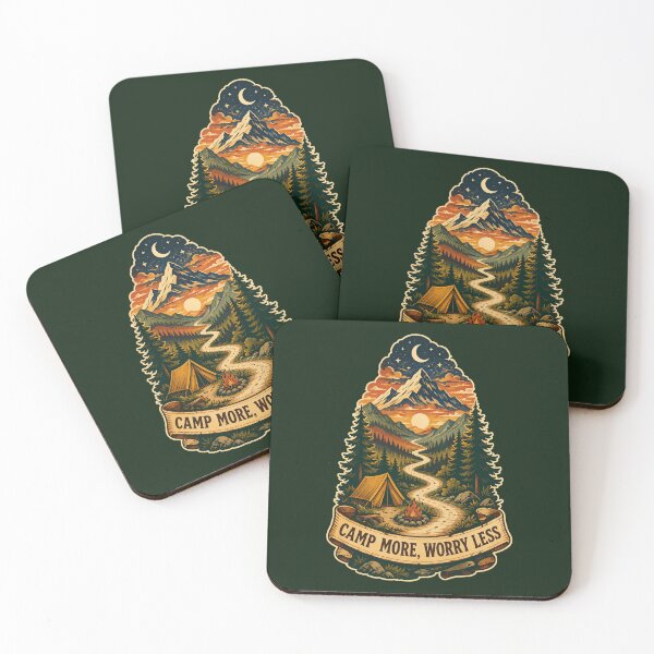 Item preview, Camp More Worry Less Vintage Mountain Sticker designed and sold by -DEEWOLF-.
