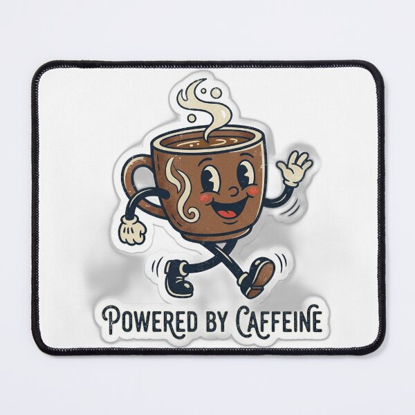 Item preview, Powered By Caffeine Retro Rubber Hose Coffee Character designed and sold by EmrYldrn.