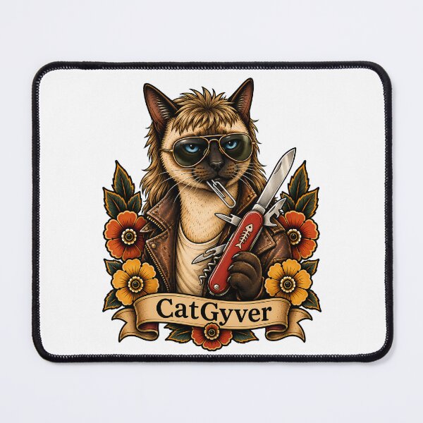 Item preview, CatGyver Siamese Cat Tattoo designed and sold by Old's Cool Cat Studio.
