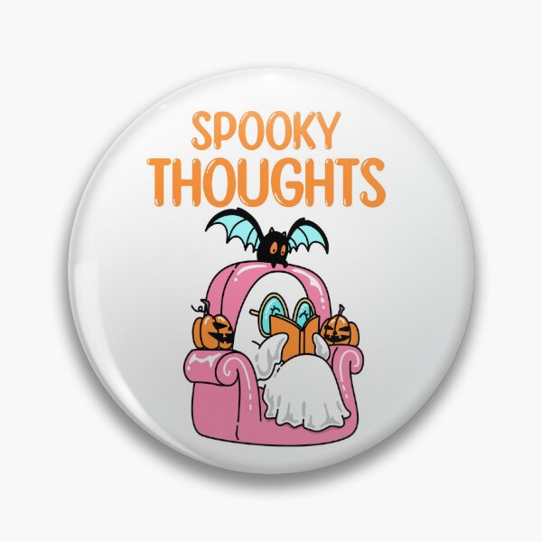 Item preview, Spooky thoughts ghost reading books with pet bat designed and sold by BritishDelights.