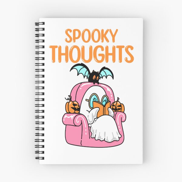 Item preview, Spooky thoughts ghost reading books with pet bat designed and sold by BritishDelights.