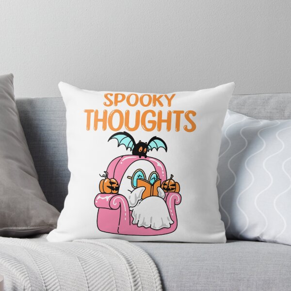 Item preview, Spooky thoughts ghost reading books with pet bat designed and sold by BigfeetLittlepaws.