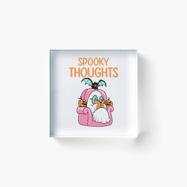Item preview, Spooky thoughts ghost reading books with pet bat designed and sold by BigfeetLittlepaws.