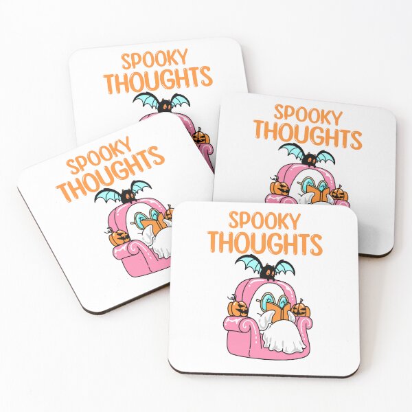 Item preview, Spooky thoughts ghost reading books with pet bat designed and sold by BritishDelights.