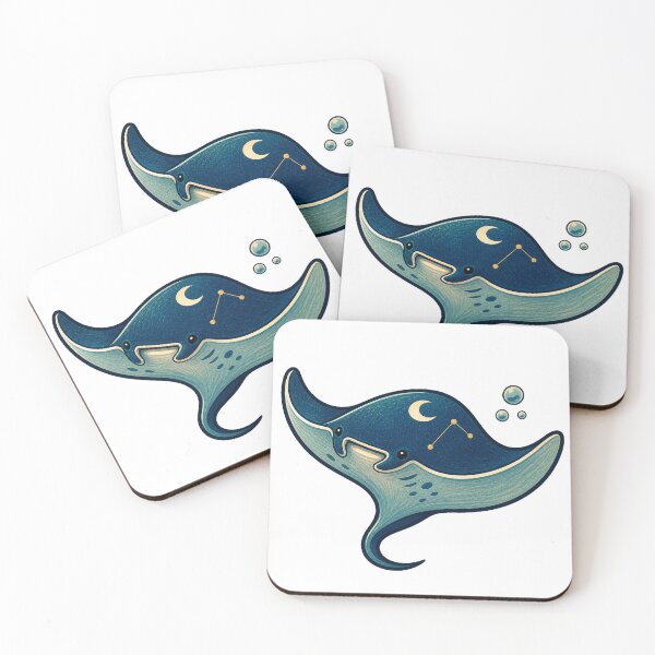 Item preview, Moonlit Manta Ray – Celestial Ocean Mascot designed and sold by Quantum Doodle Studio.
